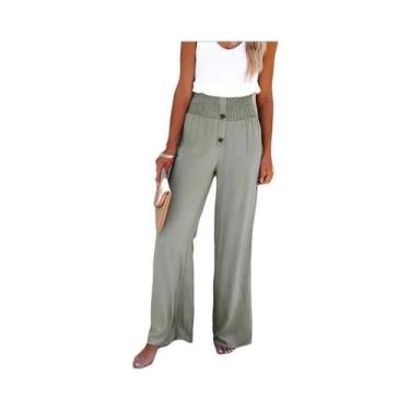 Imagem de Calças Femininas De Cintura Alta Em Algodão E Linho, Largas E Soltas, 