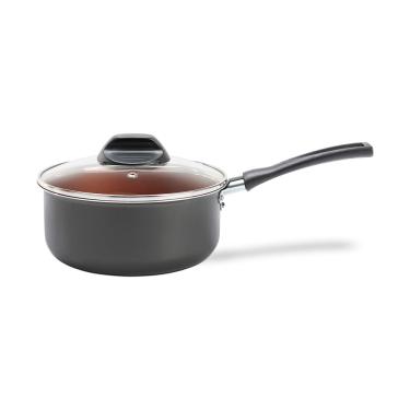 Imagem de Panela Brinox Topázio Antiaderente Pro-Flon Tampa de Vidro 1,3L 16cm Cinza Range