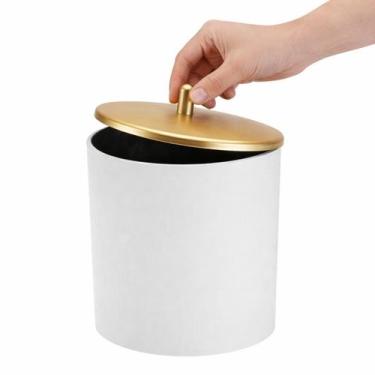 Imagem de Lixeira Multiuso 5L Arthi Branca com Tampa Dourada Fosca Banheiro Lava