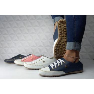 Imagem de Sapatênis mocassim feminino de couro confortável cores - Classek, Bran