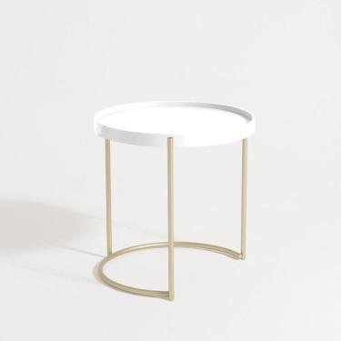 Imagem de Mesa lateral Capri Mèdia Apoio Bandeja Aço Carbono Funcional - Roncall