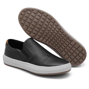 Imagem de Tênis Sapatênis Masculino Slip On Iate Casual Em Couro Legítimo - Sane