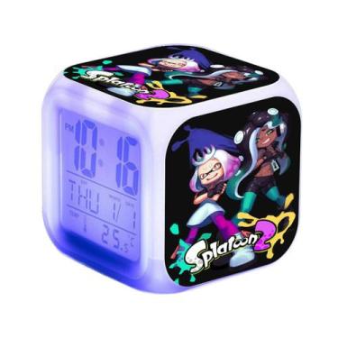 Imagem de Despertador digital LED Splatoon em forma quadrada 8x8x8cm - yiweisai