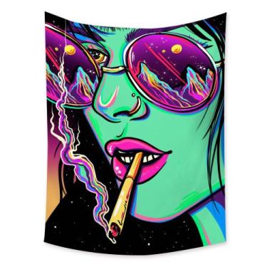 Imagem de Tapeçaria pendurada na parede, mulher fumando cigarros 150x130cm - Yiw