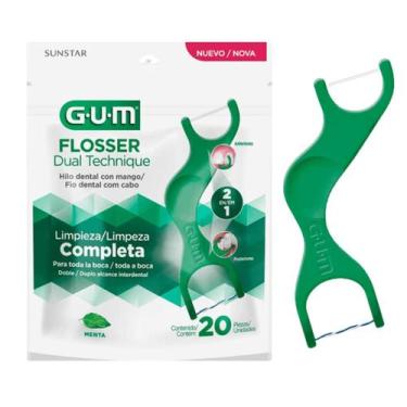 Imagem de Fio Dental Flosser Dual Technique Gum Sabor Menta Com 20 Unidades Suns