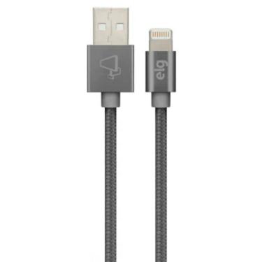 Imagem de Cabo Lightning Usb Elg C810by Nylon Trancado (1 Metro) Cinza - Certificado Apple