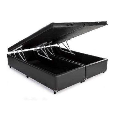 Imagem de Cama Box Baú Queen Corino Preto Com Pistão A Gás - 158x198 - Dreams Bo