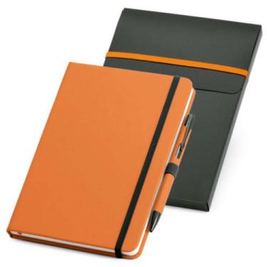 Imagem de Caderneta de Anotações 14x21cm Sem Pauta Com Caneta - TopGet, Laranja