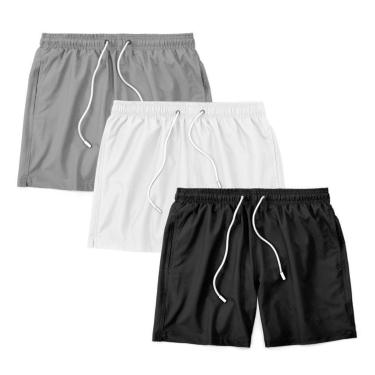 Imagem de Kit 3 Shorts Bermuda Masculino Tactel Liso Praia Academia-Masculino