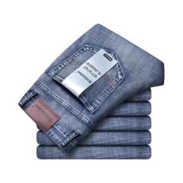 Imagem de Calças Jeans Casuais Masculinas Clássicas Em Azul E Preto, Estilo Reto