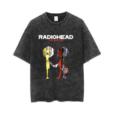 Imagem de Camiseta Unissex Oversized De Algodão Lavado Da Banda De Rock Radiohea