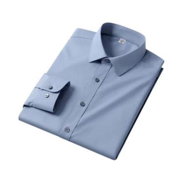 Imagem de Camisa Social Masculina Branca Slim Fit Antirrugas De Manga Longa Com 