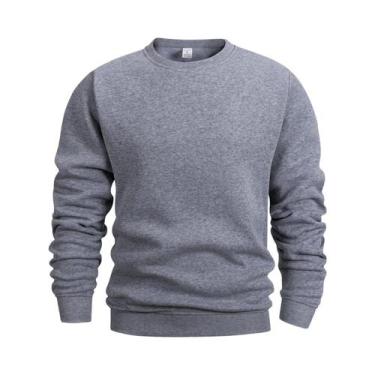 Imagem de Moletom Masculino De Manga Longa Com Gola Redonda Em Cor Sólida, Casua