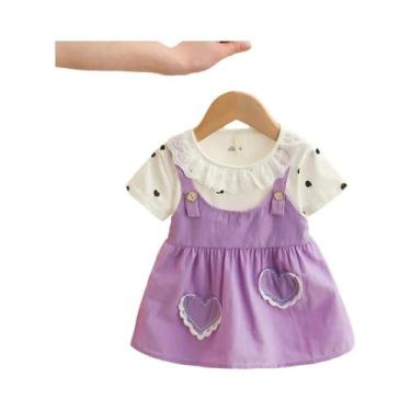 Imagem de Vestido De Verão Para Bebê Menina Em Algodão Com Padrão De Coração E R