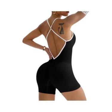 Imagem de Macacão De Yoga Feminino Sem Costura Para O Verão Com Alças Finas E Su