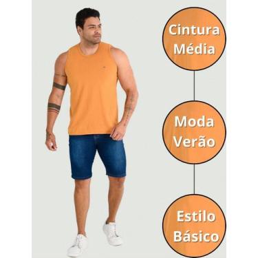 Imagem de Bermuda Jeans Pistolado Suave Masculina Com Estilo Destroyer Azul - Ss