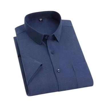 Imagem de Camisa Masculina De Verão 100% Algodão Puro Oxford Manga Curta Casual 