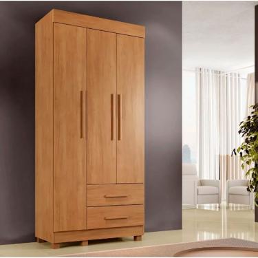 Imagem de Guarda Roupa Solteiro Copacabana New 3 Portas 100% MDF Cinamomo Benetil Móveis