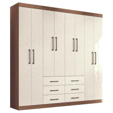 Imagem de Guarda Roupa Casal Turim 8 Portas 6 Gavetas MDP com Espelho Jatobá-Grafite