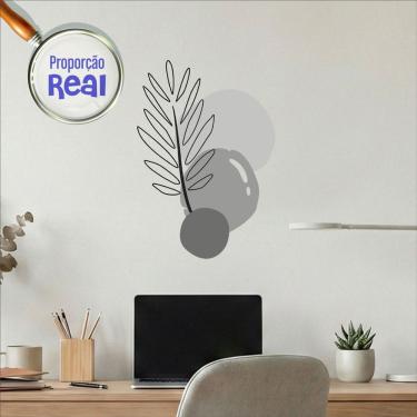 Imagem de Adesivo Floral Boho Cinza Estilo Nórdico 50x35 Minimalista Mod.02