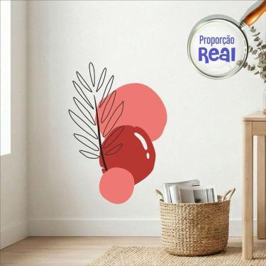 Imagem de Adesivo Floral Boho Vermelho Estilo Nórdico 55x80 Minimalista Mod.02