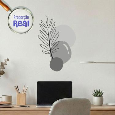 Imagem de Adesivo Floral Boho Cinza Estilo Nórdico 50x35 Minimalista Mod.02