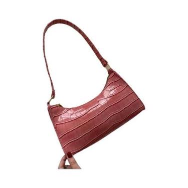 Imagem de Bolsa Feminina Pequena de Couro PU com Padrão Croco - Bolsa de Ombro e