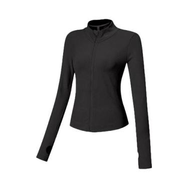 Imagem de Jaqueta De Yoga Feminina Slim Fit Midi Com Zíper Completo, Roupa Espor