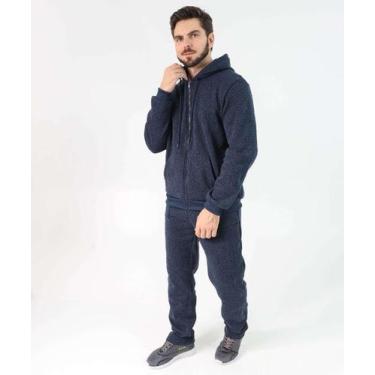 Imagem de Calça Masculina Fitness Moletom Reta Bolsos MR Azul-50219, Azul, P