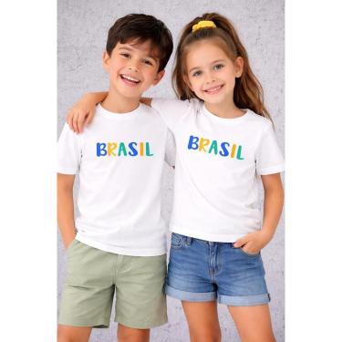 Imagem de Camiseta Infantil Brasil 100 Algodão Conforto Estilo e Orgulho Nacional Copa Seleção Torcedor-Unissex