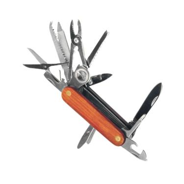 Imagem de Canivete Multifuncional Canivete Box 18 Funções com Lâmina de Aço Inoxidável e Cabo de Madeira Amadeirado NTK