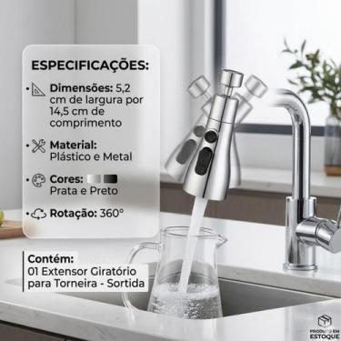 Imagem de Extensor Giratório para Torneira 360 Graus com 3 Modos de Jato Arejado