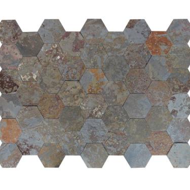 Imagem de Revestimento Pedra Natural Piato Esagonale 15x17cm Aronne Ferrugem