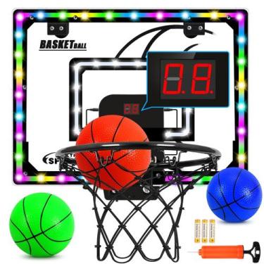 Imagem de Cesta de Basquete Mini AOKESI para Interior - com Marcador e Luzes LED