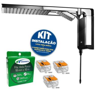 Imagem de Kit Chuveiro Elétrico Acqua Duo Ultra 7800W 220v Lorenzetti + Conector