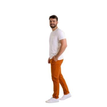Imagem de Calca Slim esport Fino Masculino Sarja Brim Caramelo com Elastano Amel