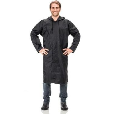 Imagem de Capa de Chuva Longa Pantaneiro Nylon com Capuz - Preto, EX, Preto
