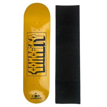 Imagem de Shape de Skate Conceito Logo Grapixo Marfim + Lixa Nacional Grátis - C