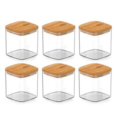 Imagem de Kit 6 Pote Hermético Tampa De Bambu Natural 150ml - Ou