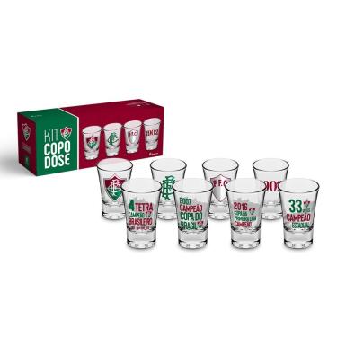 Imagem de Kit Copo Dose Kit 4 Copo Dose Kazzavip Vidro 60ml Oficial Licenciado Fluminense Footbal...