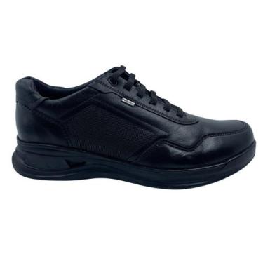 Imagem de Sapatênis Pegada Couro Cadarço Elástico Preto 126801, Preto, 41
