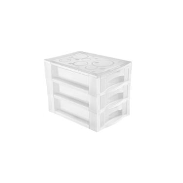 Imagem de Gaveteiro de Mesa Plástico com 3 Gavetas Transparente Organização para Closet Ordene