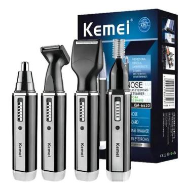 Imagem de Kit 4 em 1 Máquina Aparador Cabelo Barba Pelos Nariz Sem Fio USB Recar