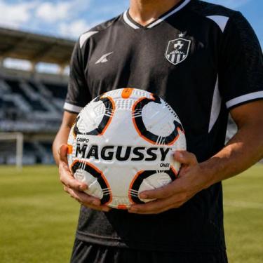 Imagem de Bola de Futebol Campo Magussy Onix Termofusionada, Laranja, Preto