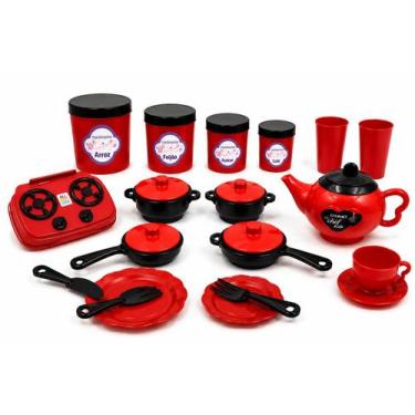 Imagem de Kit Cozinha Infantil 17 Pçs Fogão Panelas Potes Chá Completo - Zucatoy