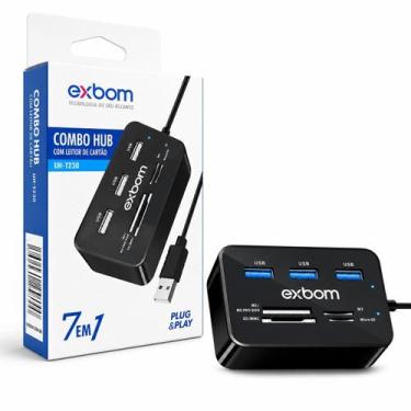 Imagem de Combo Hub USB 2.0 7 em 1 com Leitor de Cartão SD, Micro SD e Pro Duo A