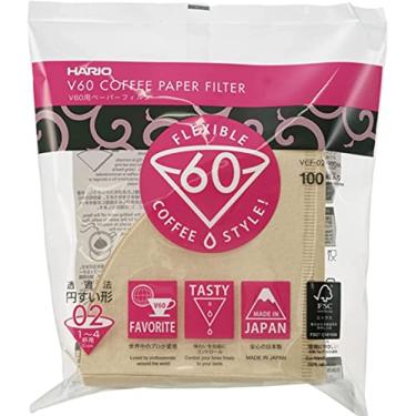 Imagem de Hario Filtro De Papel para Coador de Café Natural V60 Tamanho 02 Com 100 Unidades Original Japão