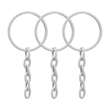 Imagem de Argola c/ Corrente P/chaveiro 23mm 100 Unidades Branco - RUSSO ART IMP