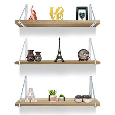 Imagem de Kit 03 Prateleiras De Parede Munique Mao Francesa Decorativa Mdf 60cm X 15cm Branca/Jade