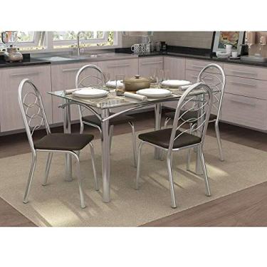 Imagem de Conjunto de Mesa com 4 Cadeiras Star Cromado e Marrom